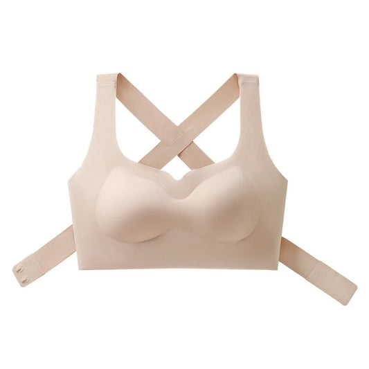 2 in 1 Women Seamless Bras Back Posture Corrector Front Buckle Push Up Bralette Adjustable Thin Cup Wireless Underwear