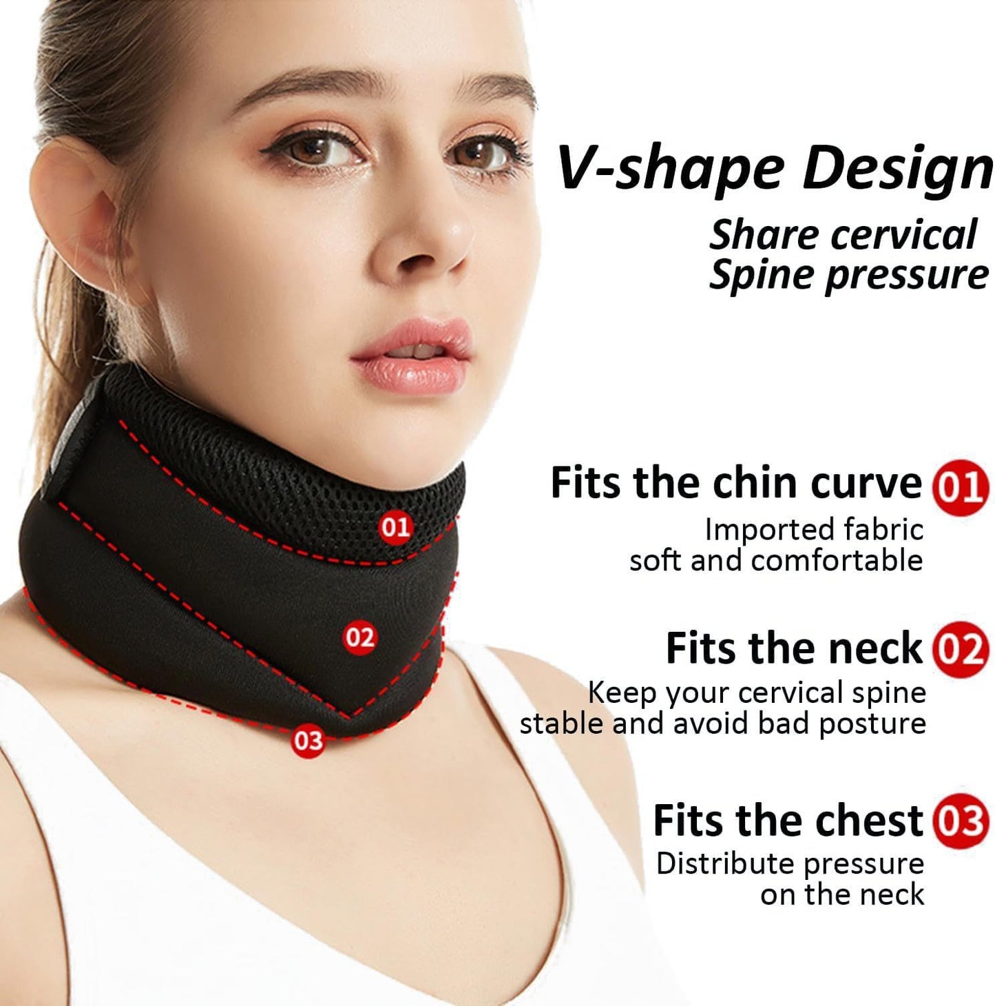 NNEDSZ Adjustable Neck Brace with V-Shape Design – Cervical Spine Support for Pain Relief and Posture Correction