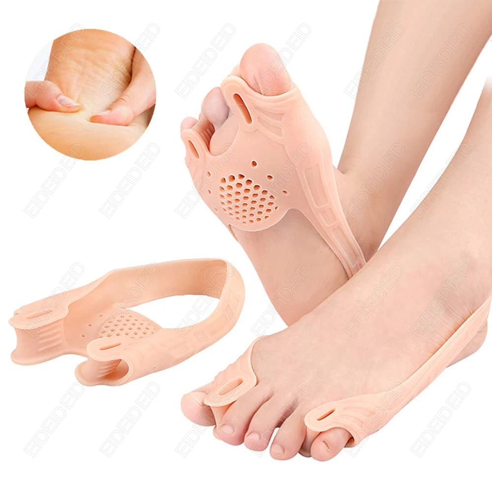 1/2 Pairs Double Hole Toe Separator Bunion Corrector Hallux Valgus Orthosis Thicken Shock Absorption Anti Wear pads man women