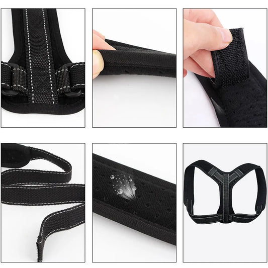 Posture Corrector Adjustable Back Straightener Black Size L Comfortable 8-Shaped Design Reflective Strip Shoulder Brace for Men