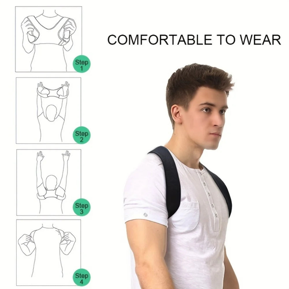 Unisex Breathable Back Posture Correction Belt Hunchback Prevention Sitting Posture Shaping Aid for Correct Body Alignment