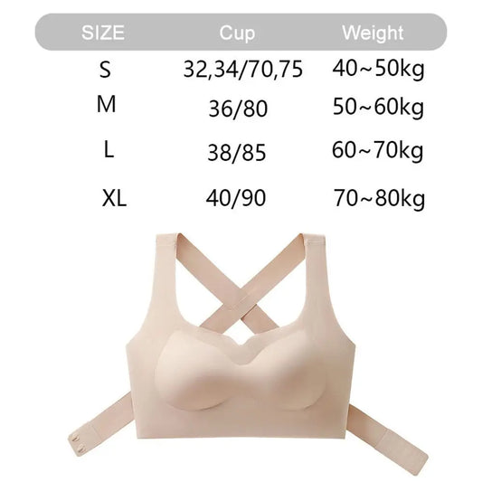 2 in 1 Women Seamless Bras Back Posture Corrector Front Buckle Push Up Bralette Adjustable Thin Cup Wireless Underwear