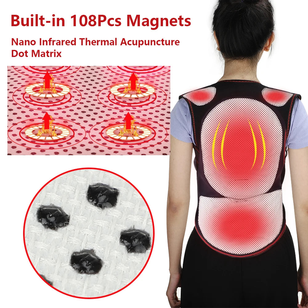 Self-heating Tourmaline Magnetic Therapy Support Belt Shoulder Back And Neck Massager Spine Lumbar Brace Posture Corrector