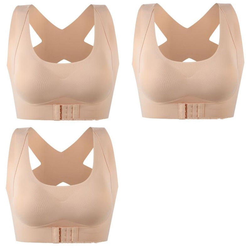 1pcs/2pcs/3pcs Women Bras For Women Push Up Bra Posture Corrector Bralette Front Closure Female Underwear Cross Back Tops