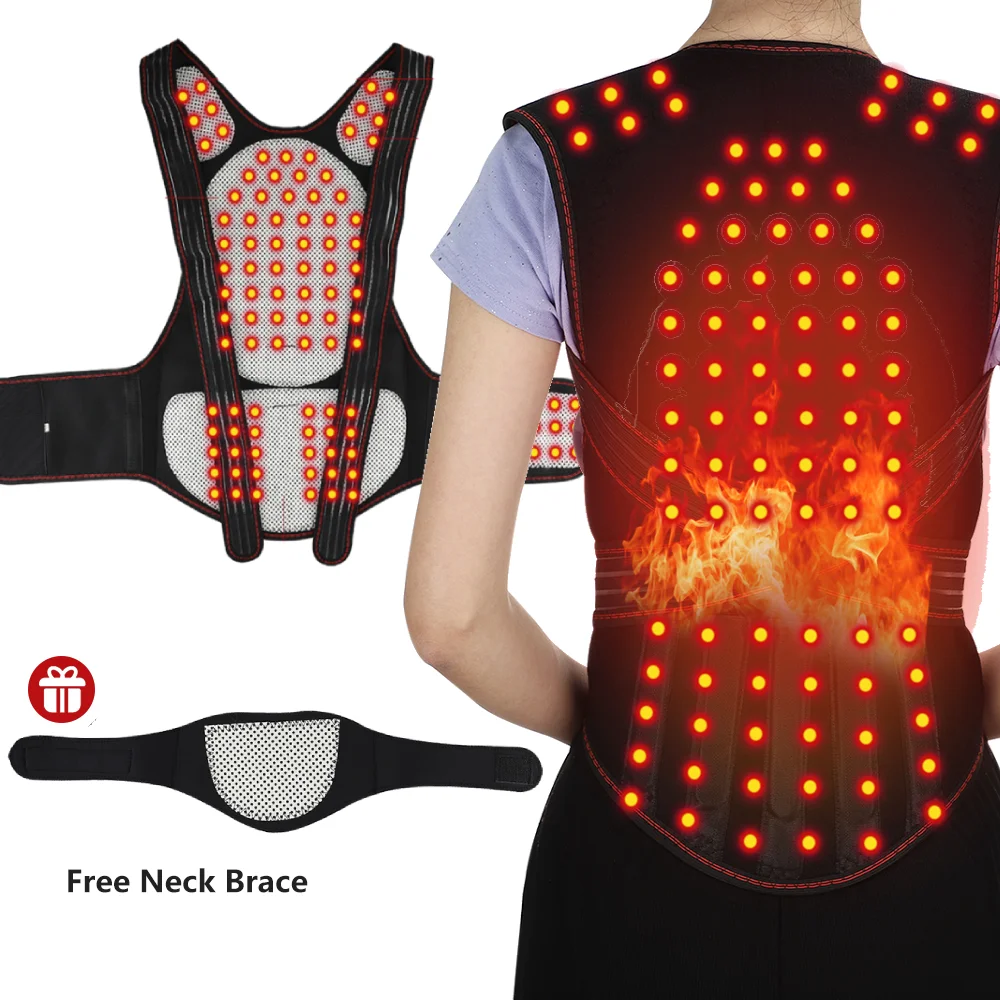 Self-heating Tourmaline Magnetic Therapy Support Belt Shoulder Back And Neck Massager Spine Lumbar Brace Posture Corrector