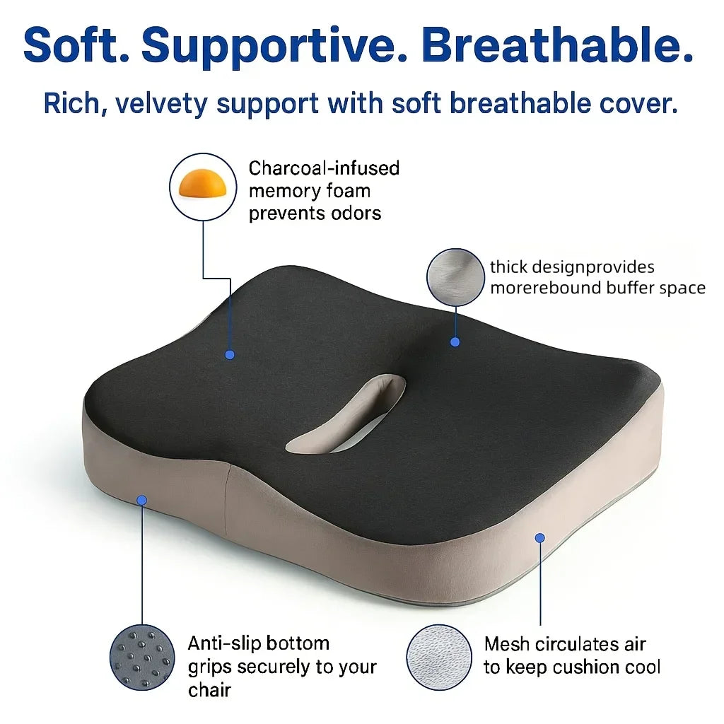 【Ergonomic Office Seat Cushion】 Memory Foam Lumbar Support Pillow Breathable Posture Corrector for Car Office Wheelchair