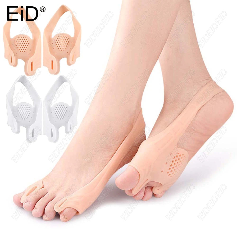 1/2 Pairs Double Hole Toe Separator Bunion Corrector Hallux Valgus Orthosis Thicken Shock Absorption Anti Wear pads man women